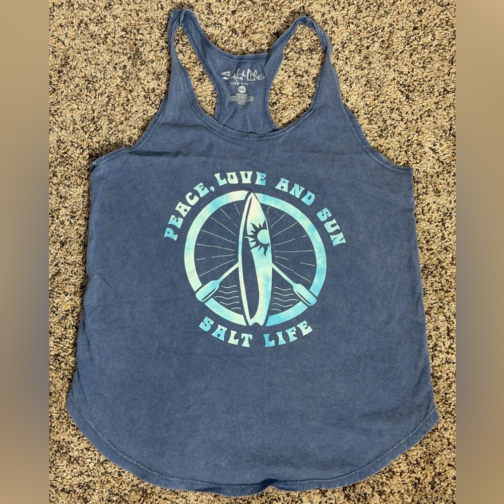 Salt Life faded blue graphic racerback tank